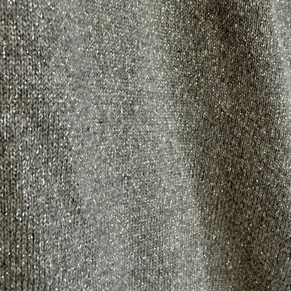 Ann Taylor Petite Small Metallic Gray Knit Wrap Sweater Button Cuff - Picture 5 of 6